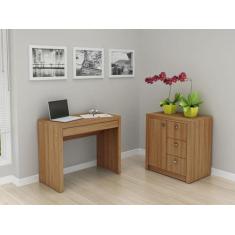 Mesa de Escritório com 1 Gaveta Tecno Mobili - Amêndoa, Amêndoa