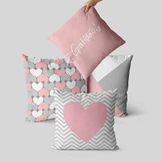 kit 4 capas de almofada geométrica rosa e cinza