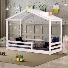 Cama Montessoriana Prime com Telhado Claraboia Branco/Natural - Casatema