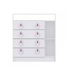 Cômoda de Bebê 4 Gavetas Baby Móveis Percasa Branco/Rosa/Azul