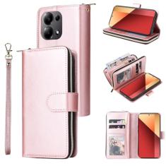 Capa carteira para Xiaomi Redmi Note 13 Pro 4G, 9 compartimentos para cartão, 1 carteira premium com zíper com alça de pulso, capa de telefone flip de couro com suporte para Redmi Note 13 Pro 4G 6,7