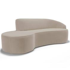 Sofá 3 Lugares Curvo Sala De Estar Living Firenze Direito D02 Veludo Champagne 230 Cm C-68 - Lyam