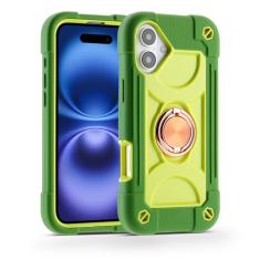 MARKILL Capa compatível com iPhone 16 Plus de 6,7 polegadas com suporte de anel de rotação de 360 graus, proteção contra quedas de grau militar, capa protetora robusta para iPhone 16 Plus, infantil