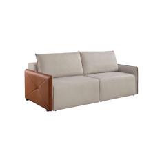 Sofá 3 Lugares Retrátil Urban Linho Bege e Caramelo 200 cm
