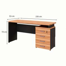 Escrivaninha Yaris 4 gv Nogal Sevilha e Preta 150 cm