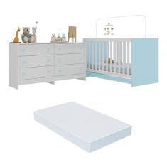 Berço 3 em 1 com Colchão Incluso e Cômoda Doce de Leite Multimóveis MP