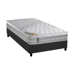 Cama Box Solteiro: Colchão Molas Pocket Ensacadas Castor Premium Gel + Base Crc Suede Gray(88X188)