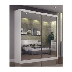 Guarda Roupa Solteiro Espelhado 2 Portas 3 Gavetas - São Paulo-Branco - Leifer Móveis