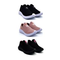 Kit 3 Tênis Corrida Feminino Esportivo Ultraleve Academia Caminhada-Feminino