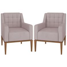 Kit 2 Poltronas Decorativas Sala de Estar Madonna Suede Rosê