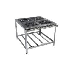Fogão Industrial 4 Bocas 40x40 Luxo Aço Inox 304 Metalmaq