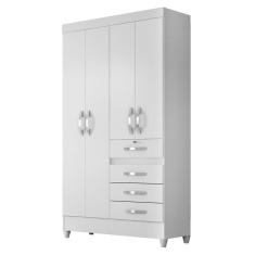 Guarda Roupa Sobral Branco/ Rosa/ Lilás/ Azul Flex 4 Portas 4 Gavetas Moval 