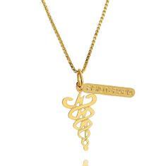 Lua Mia Joias Colar Profissão Fisioterapia - Unissex - Fisioterapeutas - Branco - Personalizado - Nylon ou Poliéster