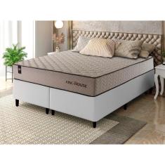Conjunto Cama Box Espuma San Diego Bege King 193x203x67