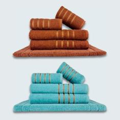 Jogo De Toalhas10Pçs Coleção Dubai 100% Algodão Marrom+verde