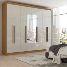 Guarda-Roupa Ele e Ela 8 Portas 8 Prateleiras com Espelho Cinamomo/Off White - Panorama Móveis