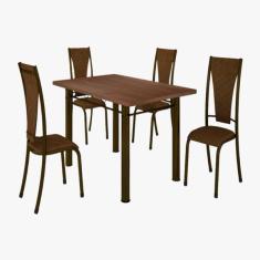 Conjunto Mesa Retangular Tampo Bp Com 4 Cadeiras Bm Tubulares