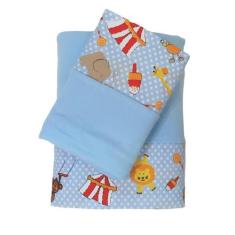 Jogo de Lençol Mini Cama 3 Peças Malha 100% Algodão Circo Azul com Mal