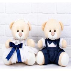 Urso de pelucia casamento pajem marinho, baminha branca - detalhe mari