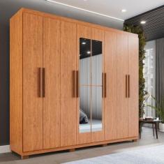 Guarda-roupa Casal 8 Portas 4 Gavetas com Espelho com Pés Montreal 100