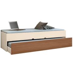 Bicama Solteiro Cama Auxiliar 100% Mdp Chiara Off White-carvalho