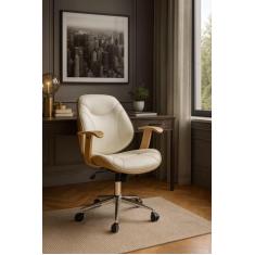 Cadeira de Escritório Diretor Giratória Antonella Branca - Mobly