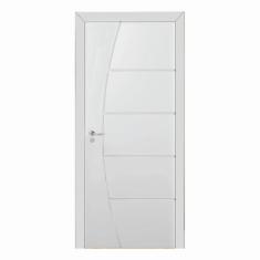 Kit Porta de Madeira 210x80cm Frisada Laqueada Moldufama Abertura Esqu