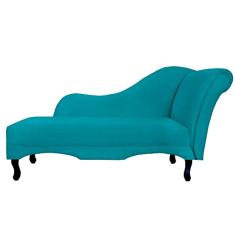 Recamier Namoradeira Divã Lado Esquerdo Olivia Suede Azul Turquesa - DS Estofados