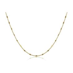 Colar com Corrente Folheada em Ouro com intervalos de Mini Corações Folheado em Ouro 18k