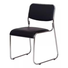 Cadeira de escritório interlocutor fixa com base cromada W-21 Preta