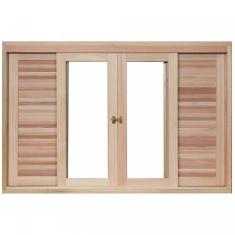 Janela de Madeira Veneziana de Correr 120x150cm Com Caixilho 14cm  EWK 362 Rondosul Marroml