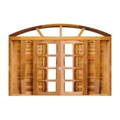 Janela de Madeira Veneziana Padrão Imbuia 120x200cm 6 Folhas em Arco Rodam Natural