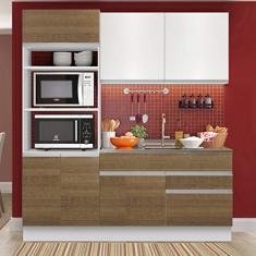 Cozinha Compacta Madesa Lívia 6 Portas 2 Gavetas (Sem Tampo e Pia) Branco/Rustic/Branco