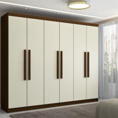 Guarda-Roupa Casal Império 6 Portas 2 Gavetas Imbuia/Champanhe - Pnr Móveis