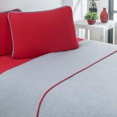 Jogo De Cama Malha Lençol 100% Algodão Urbano 4 Peças Casal - Vermelho