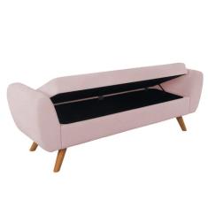 Recamier Bau Grecia 1,20m Suede Rosa Bebe  - Clique Decor - Clique dec