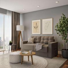 Sofá 3 Lugares Retrátil Berlim Suede Bege 180 cm