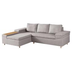 Sofá 4 Lugares Clássico com Chaise Esquerdo Linho Palha