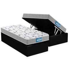 Cama Box Baú Solteiro: Colchão Anatômico Probel D45 Guarda Costas PróExtreme Plus + Base CRC Suede Black (88x188)