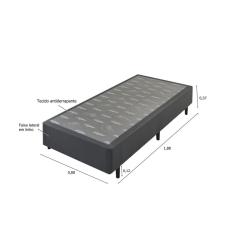 Base Box Somiê Solteiro Linho Uni Ecoflex 37X88X188Cm Cinza/Grafite