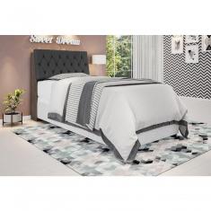 Cabeceira Box Solteiro 0,88 Isis Chocolate Com Capitonê Preto - Framar Móveis