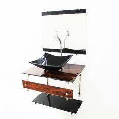 Gabinete de Vidro Banheiro 60cm It Inox com Cuba Retangular