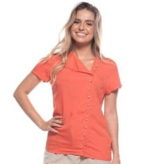 Blusa Feminina Moda Fechamento Longo Botões Brilho-Feminino