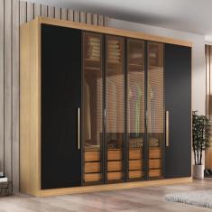 Guarda Roupa Casal Valencia 6 Portas 6 Gav C/ Vidro Reflecta