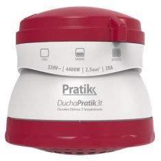 Chuveiro Ducha Pratik 3 Temperaturas, 4400W, Branco/Vinho, 220V
