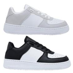 Kit 2 Pares Tênis Sneakers Air Casual Masculino Feminino Blogueira Skate-Unissex