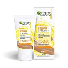 Protetor Solar Hidratante Garnier SkinActive Uniform e Matte FPS 50 Cor Morena 40g
