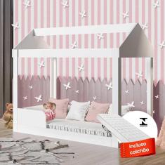 Cama Casinha Com Colchão Infantil Montessoriana Branca Dakota Gabrielli