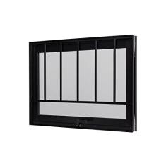 Janela de Aluminio Maxim-ar 60x80cm com Grade e Vidro Boreal Ultra Ramassol Preto