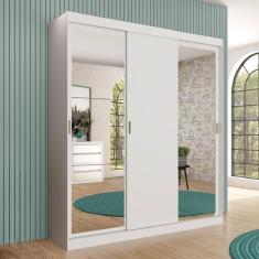 Guarda Roupa Solteiro 3 Portas 4 Gav 2 Espelhos Branco